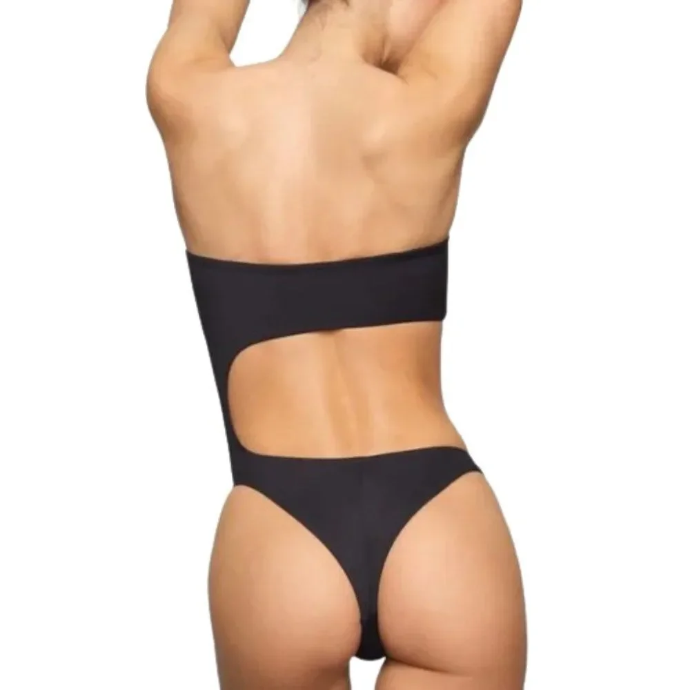 Skims Women's Onyx Recycled Swim Strapless Cut-Out Monokini Size 2X